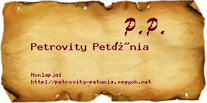 Petrovity Petúnia névjegykártya